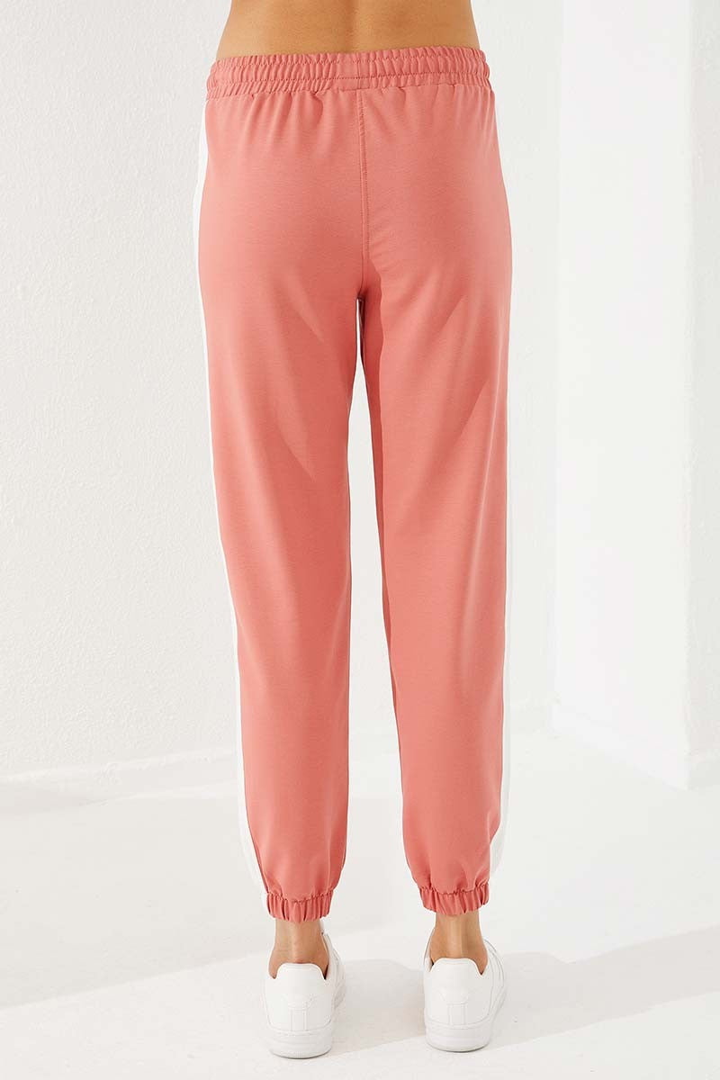 Powder Two-Tone Striped Comfort Fit Elastic Cuff Women's Tracksuit Bottom - 94582