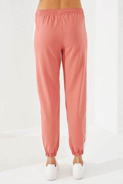 Powder Two-Tone Striped Comfort Fit Elastic Cuff Women's Tracksuit Bottom - 94582