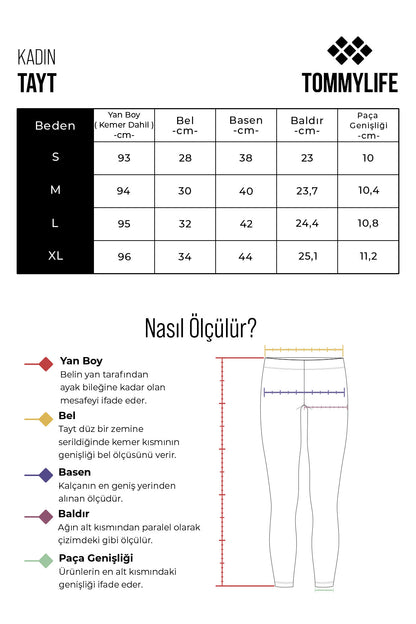 High Waist Printed Slim Fit Tapered Leg Women's Tights - 94544