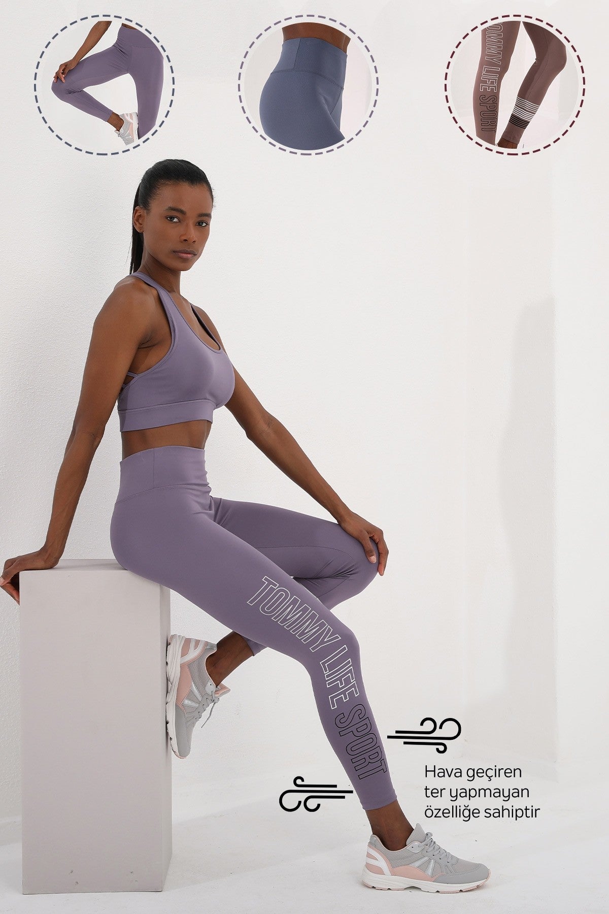 High Waist Printed Slim Fit Tapered Leg Women's Tights - 94544