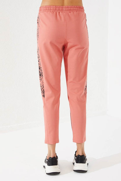Powder Sides Leopard Print Comfort Fit Slim Leg Women's Tracksuit Bottom - 94572