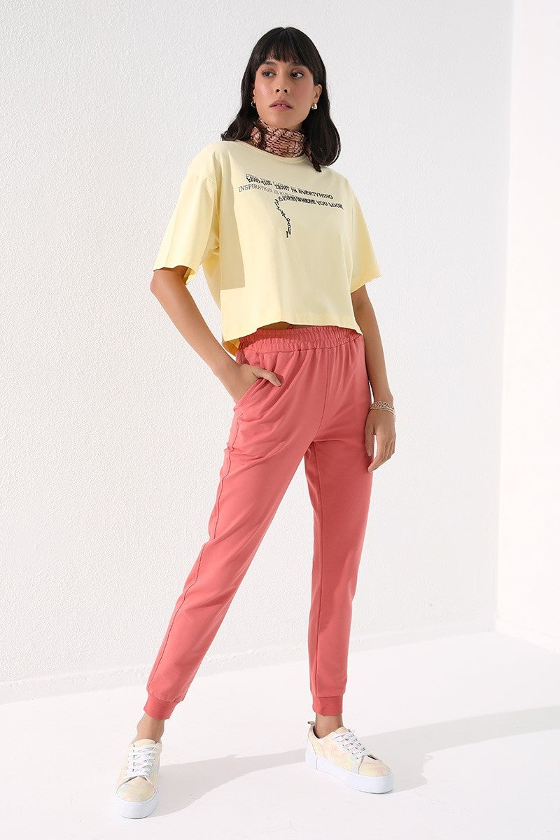 High Waist Jogger Comfort Fit Cuffed Women's Tracksuit Bottom - 94561