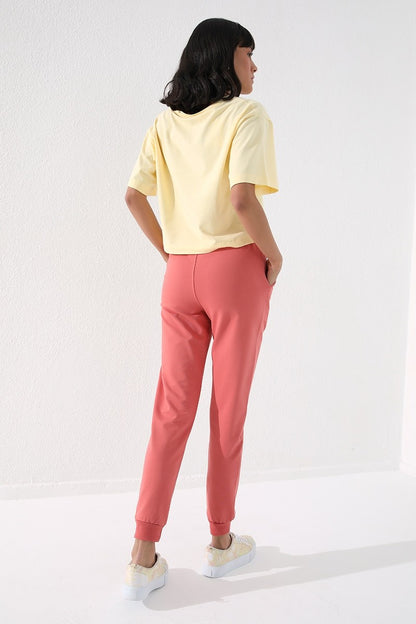 High Waist Jogger Comfort Fit Cuffed Women's Tracksuit Bottom - 94561