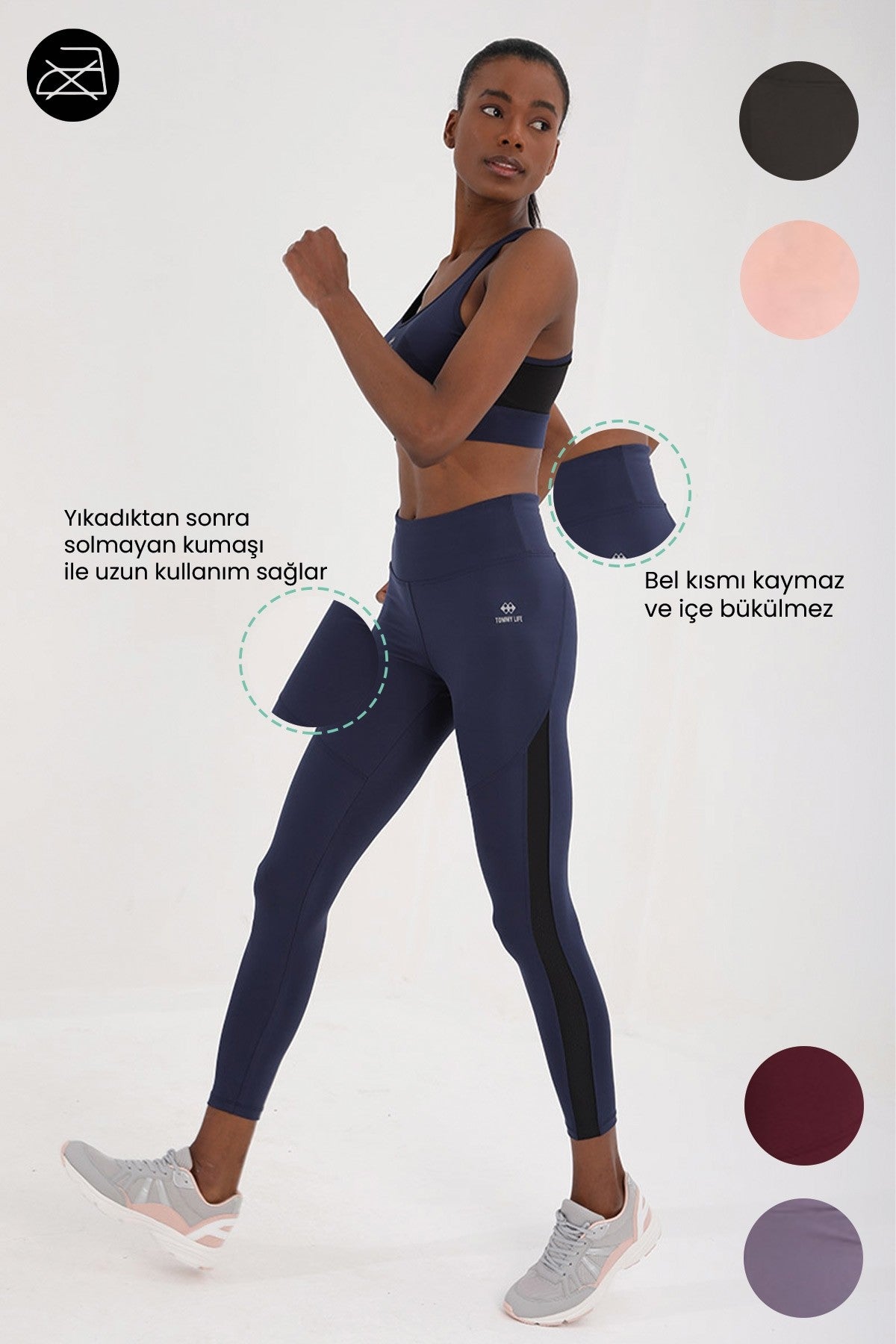 Powder High Waist Wrap-up Rib Detailed Slim Fit Narrow Leg Women's Tights - 94542