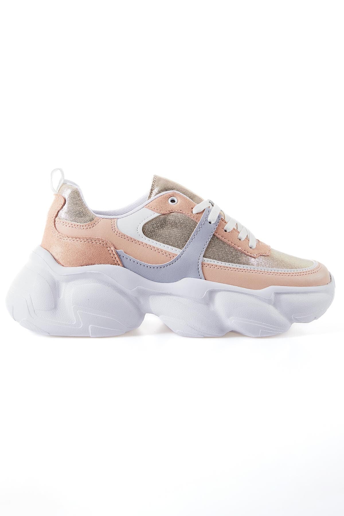High-Top Powder Laced Color Gradient PU Leather Women's Sneakers - 89206