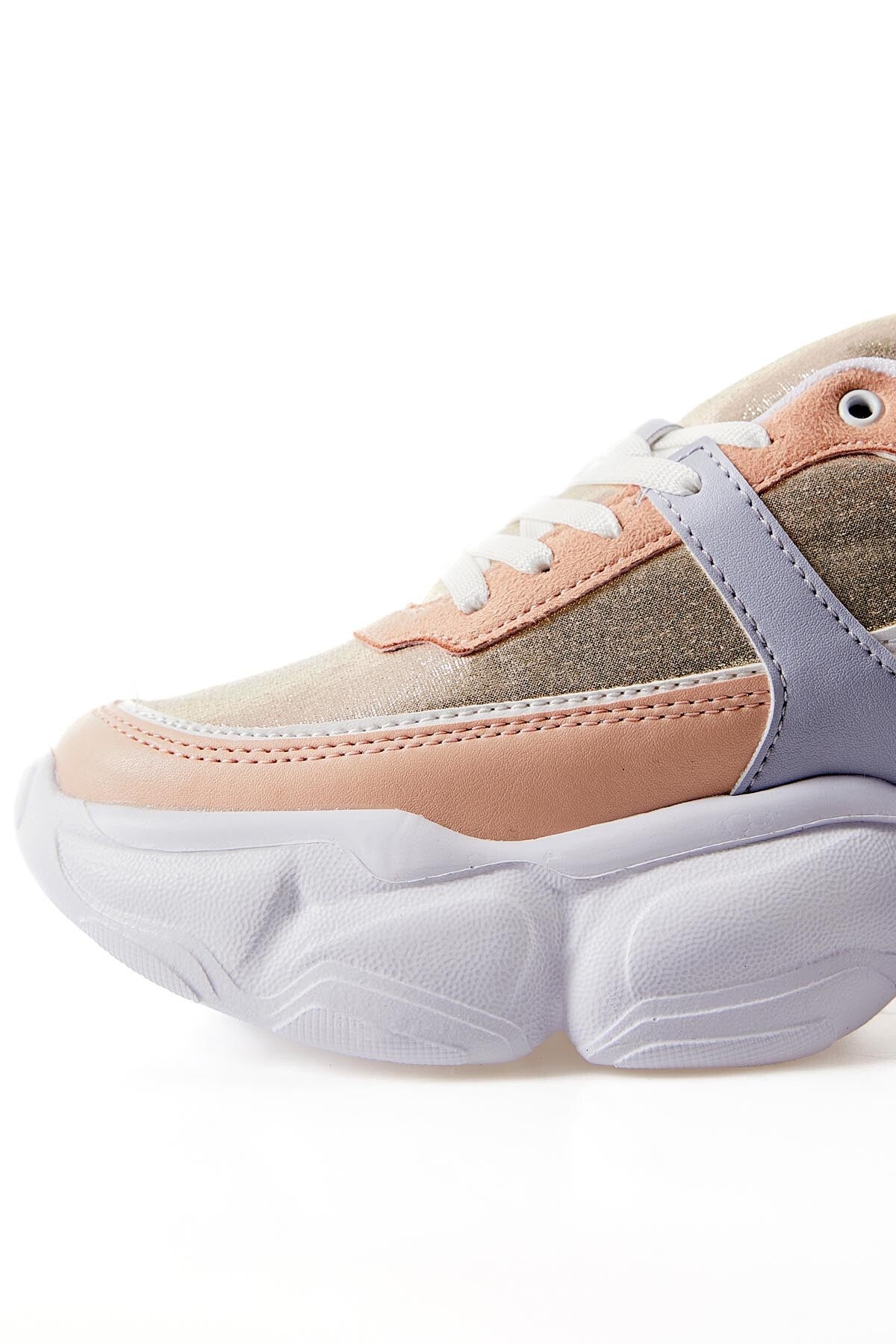 High-Top Powder Laced Color Gradient PU Leather Women's Sneakers - 89206