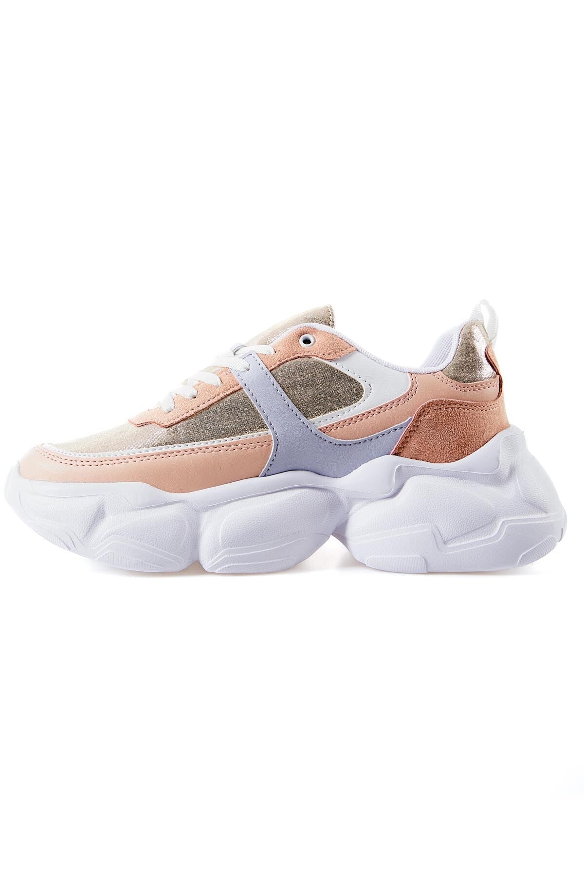 High-Top Powder Laced Color Gradient PU Leather Women's Sneakers - 89206