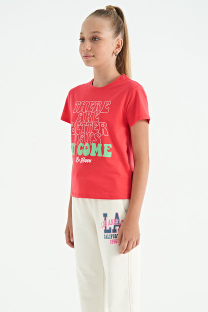 Rose O Collar Printed Comfort Fit Short Sleeve Cropped Girl's T-Shirt - 75118