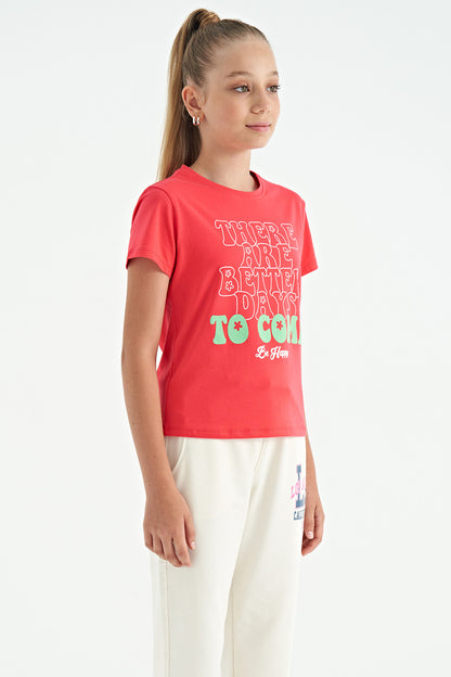 Rose O Collar Printed Comfort Fit Short Sleeve Cropped Girl's T-Shirt - 75118