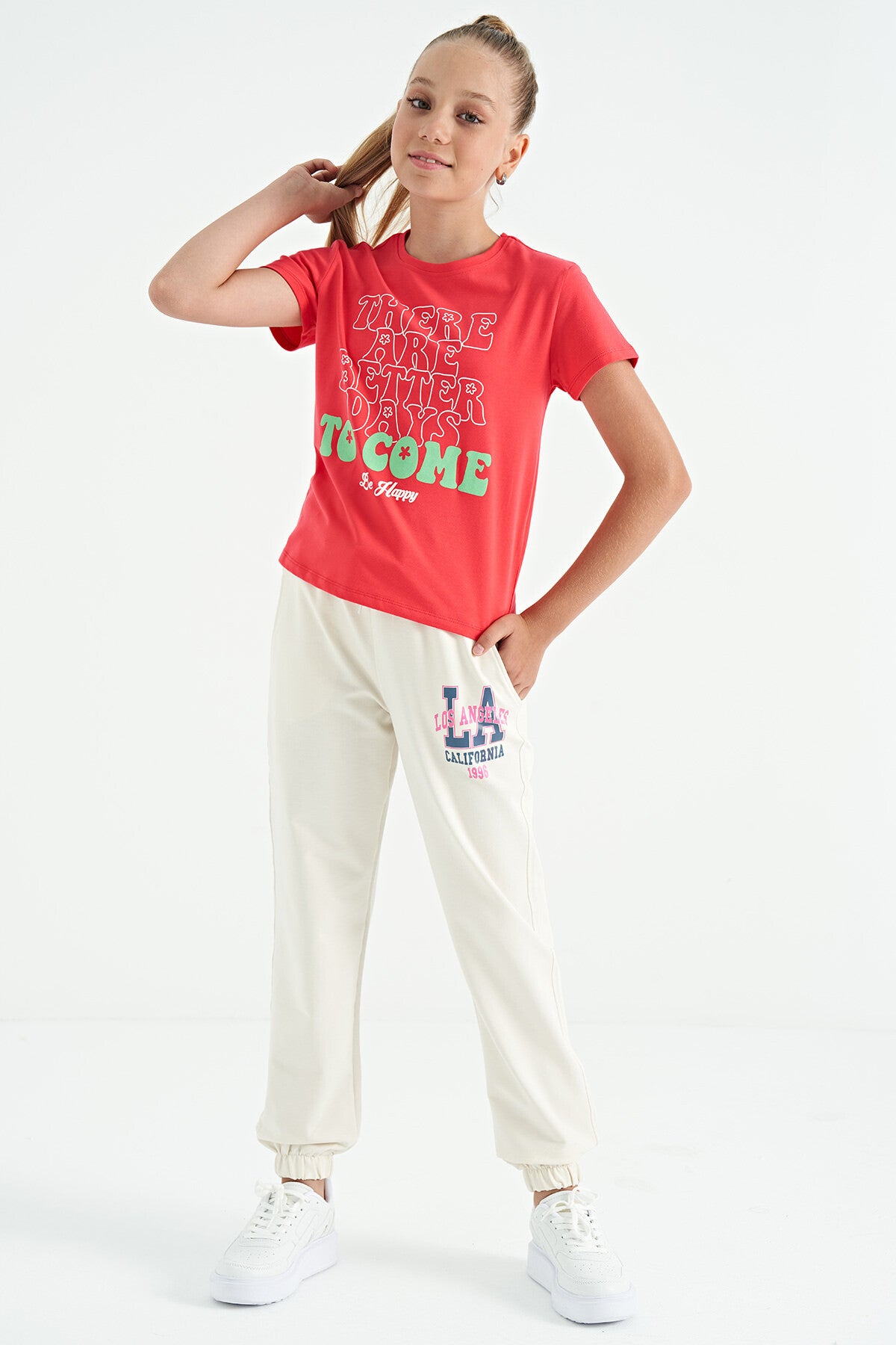 Rose O Collar Printed Comfort Fit Short Sleeve Cropped Girl's T-Shirt - 75118