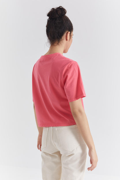 Rose Color Print O Collar Women's Oversize T-Shirt - 97212