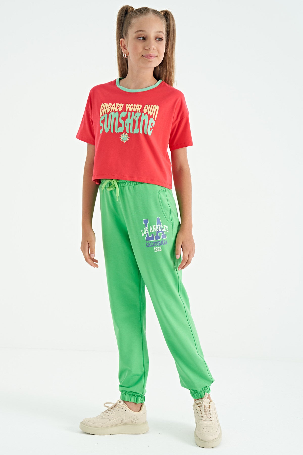 Rose Color Print O Collar Oversize Short Sleeve Girl's T-Shirt - 75111
