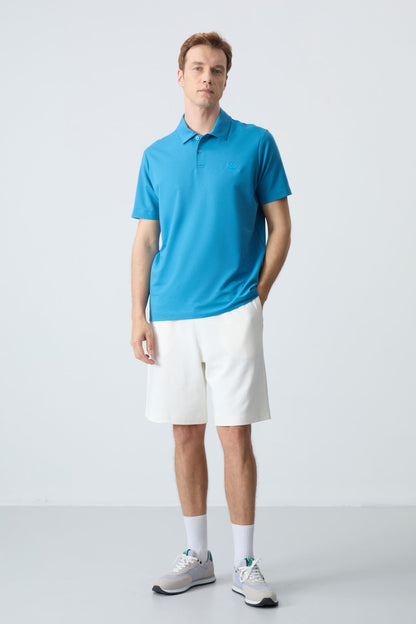Basic Logo Standard Fit Knitted Polo Collar Men's T-Shirt - 87748