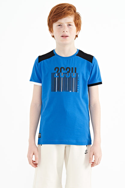 Printed Detailed O Collar Standard Fit Boys' T-Shirt - 11157