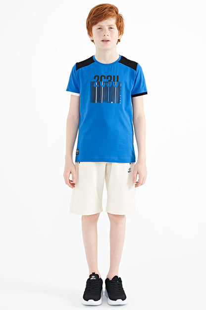 Printed Detailed O Collar Standard Fit Boys' T-Shirt - 11157