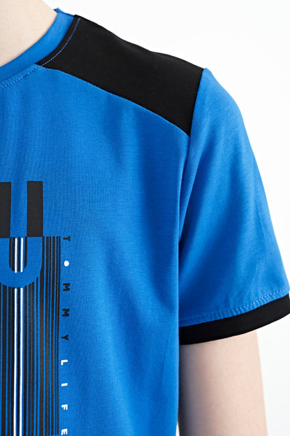 Printed Detailed O Collar Standard Fit Boys' T-Shirt - 11157