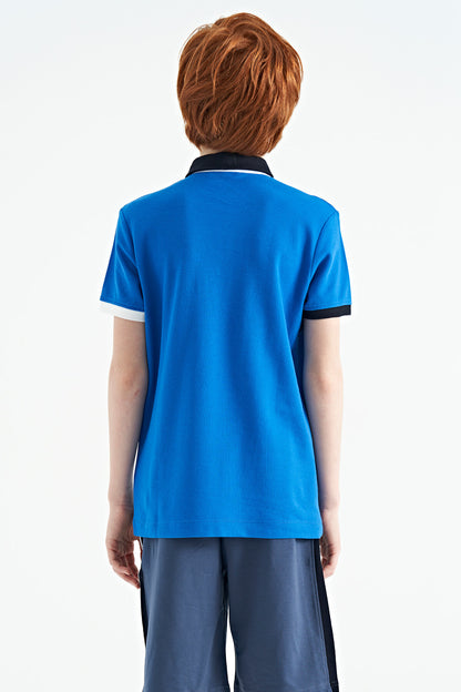 Printed Sash Detailed Polo Collar Standard Cut Boys' T-Shirt - 11161