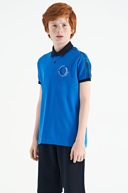 Printed Shirt Detailed Polo Collar Standard Fit Boys' T-Shirt - 11166