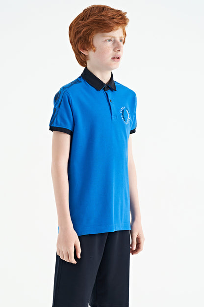 Printed Shirt Detailed Polo Collar Standard Fit Boys' T-Shirt - 11166