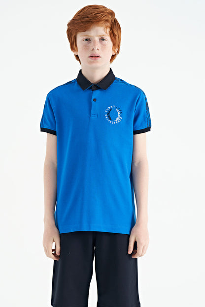 Printed Shirt Detailed Polo Collar Standard Fit Boys' T-Shirt - 11166