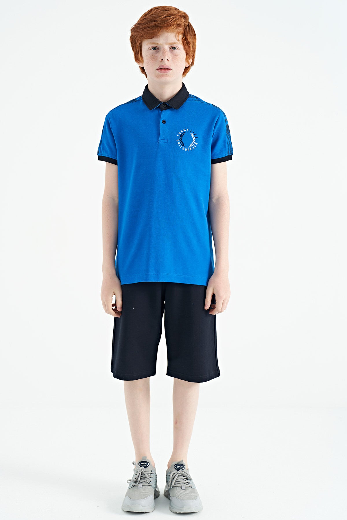 Printed Shirt Detailed Polo Collar Standard Fit Boys' T-Shirt - 11166