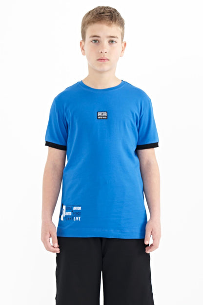 Printed Saks Standard Fit O Collar Boys' T-Shirt - 11097