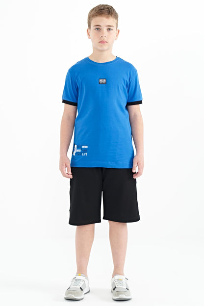 Printed Saks Standard Fit O Collar Boys' T-Shirt - 11097