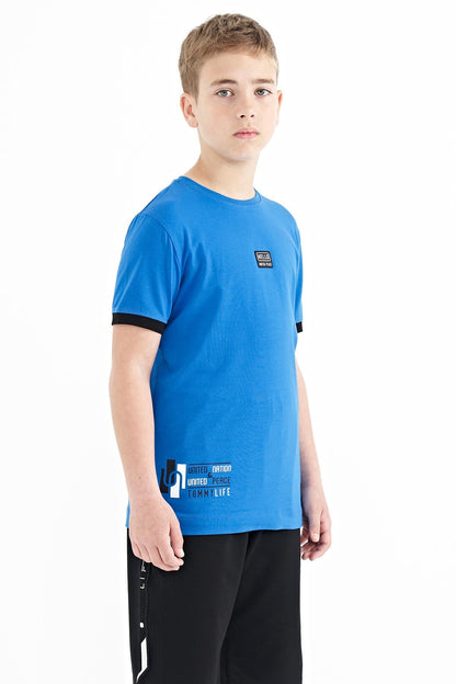 Printed Saks Standard Fit O Collar Boys' T-Shirt - 11097