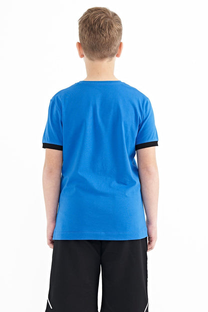 Printed Saks Standard Fit O Collar Boys' T-Shirt - 11097