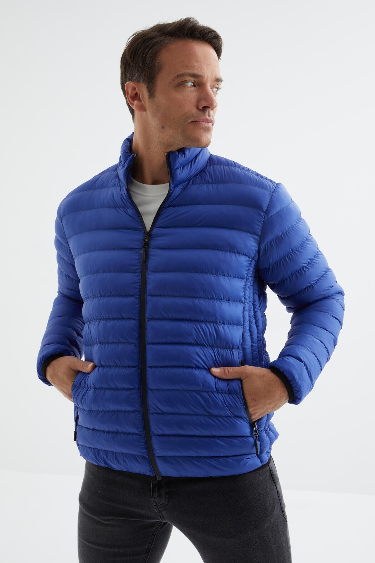 Zippered Standard Fit Cold-Resistant Men's Puffer Jacket - 88166