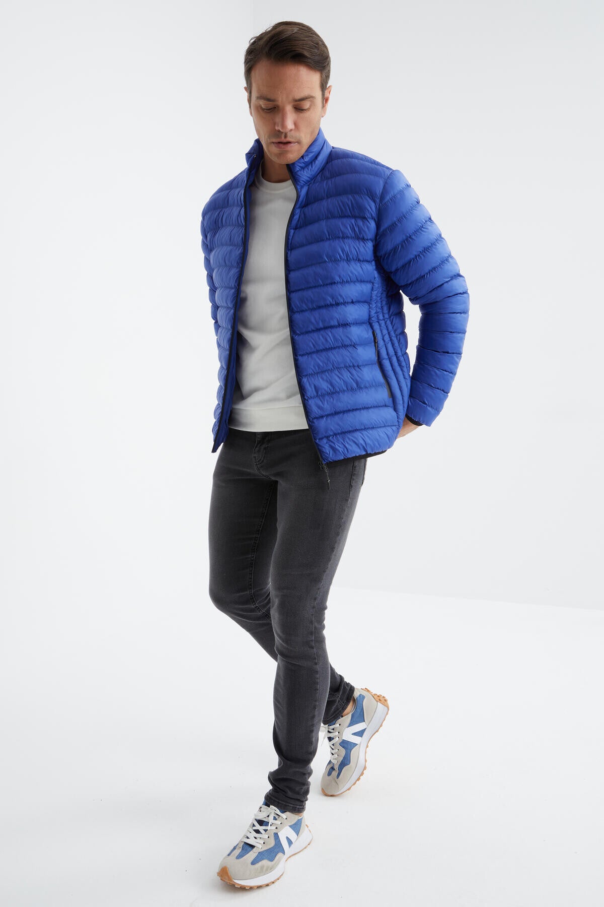 Zippered Standard Fit Cold-Resistant Men's Puffer Jacket - 88166