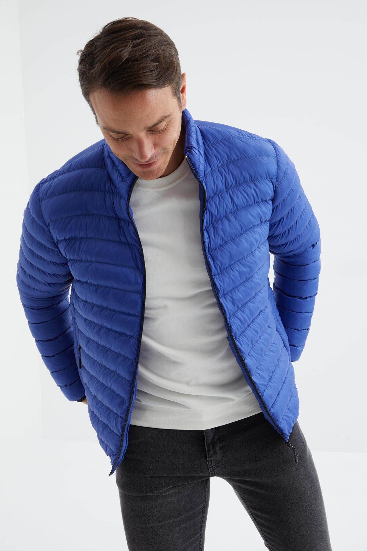 Zippered Standard Fit Cold-Resistant Men's Puffer Jacket - 88166