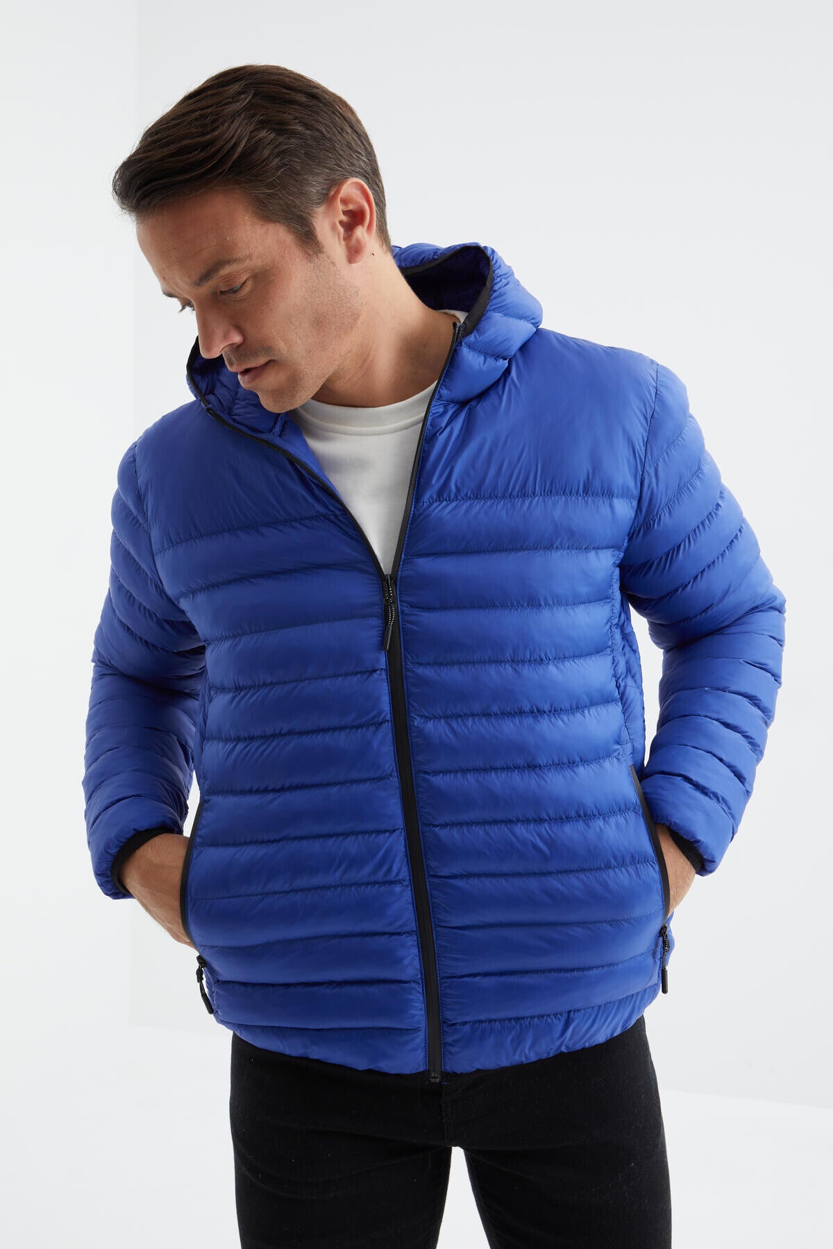 Zippered Standard Fit Cold-Resistant Men's Puffer Jacket - 88167