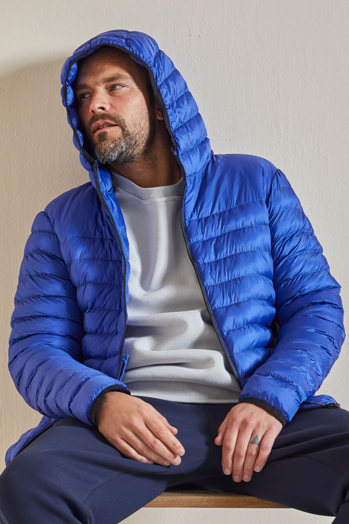 Zippered Standard Fit Cold-Resistant Men's Puffer Jacket - 88167
