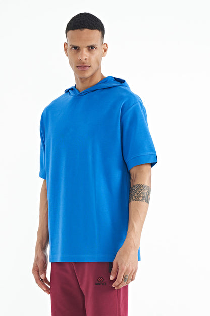 Hooded Sleeve Label Detailed Oversize Men's T-Shirt - 88179