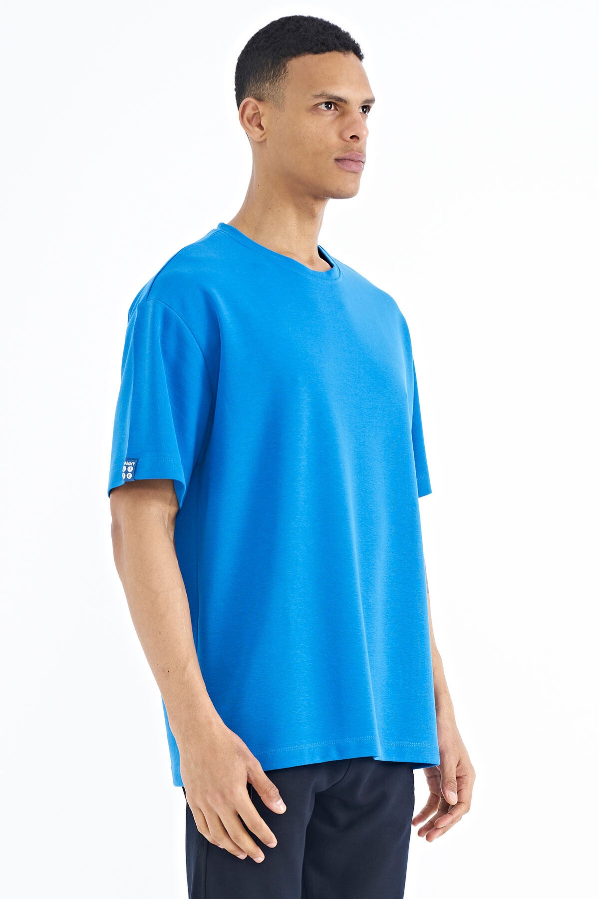 Men's Basic Oversized Sleeve Detailed T-Shirt - 88193