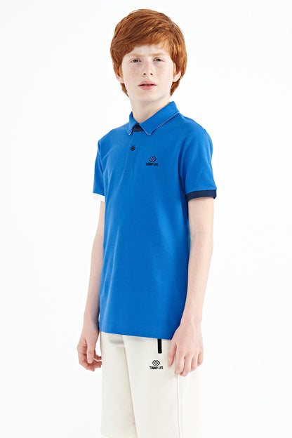 Saks Logo Embroidered Standard Fit Polo Collar Boys T-Shirt - 11083
