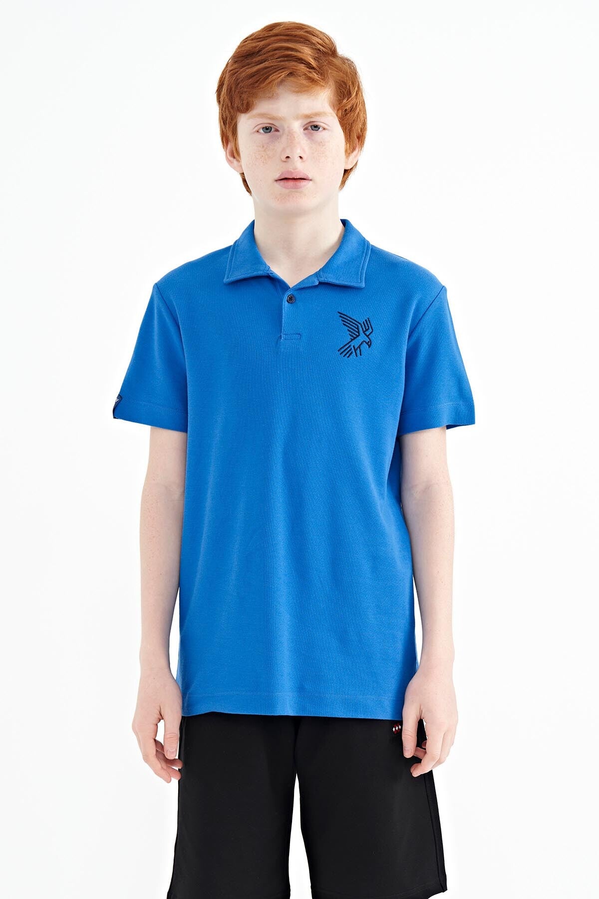 Minimal Embroidered Detailed Standard Fit Polo Collar Boys T-Shirt - 11084