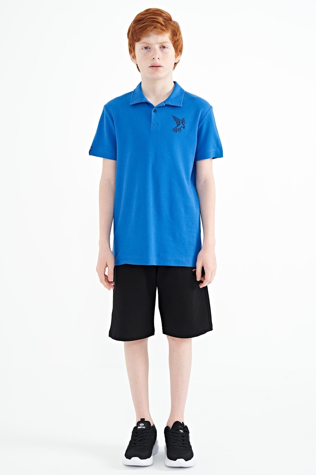 Minimal Embroidered Detailed Standard Fit Polo Collar Boys T-Shirt - 11084
