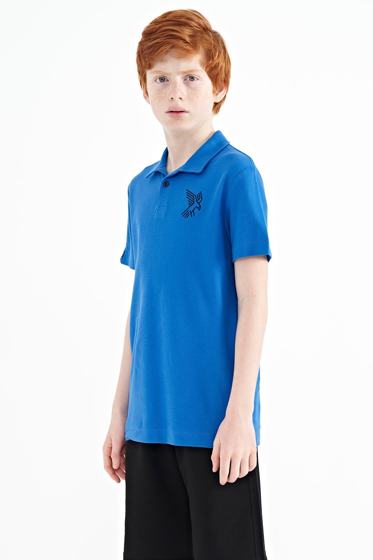 Minimal Embroidered Detailed Standard Fit Polo Collar Boys T-Shirt - 11084