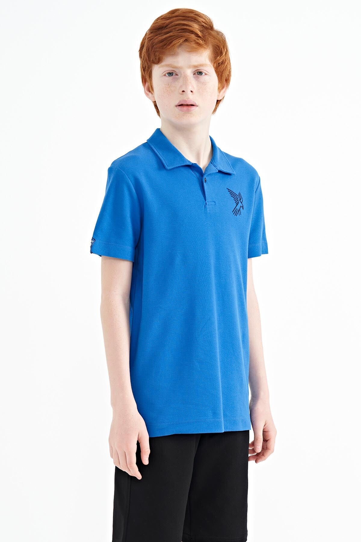 Minimal Embroidered Detailed Standard Fit Polo Collar Boys T-Shirt - 11084