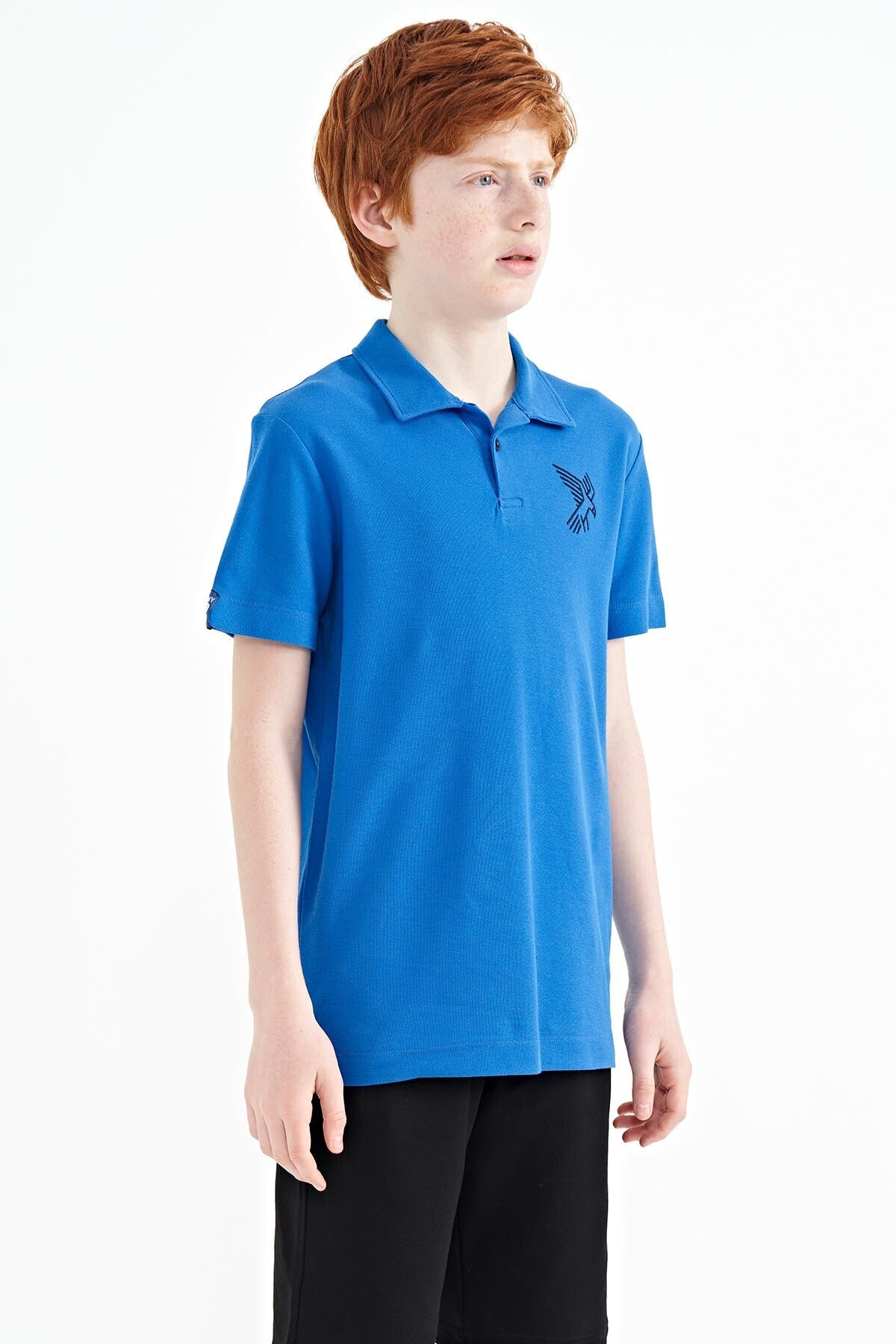 Minimal Embroidered Detailed Standard Fit Polo Collar Boys T-Shirt - 11084