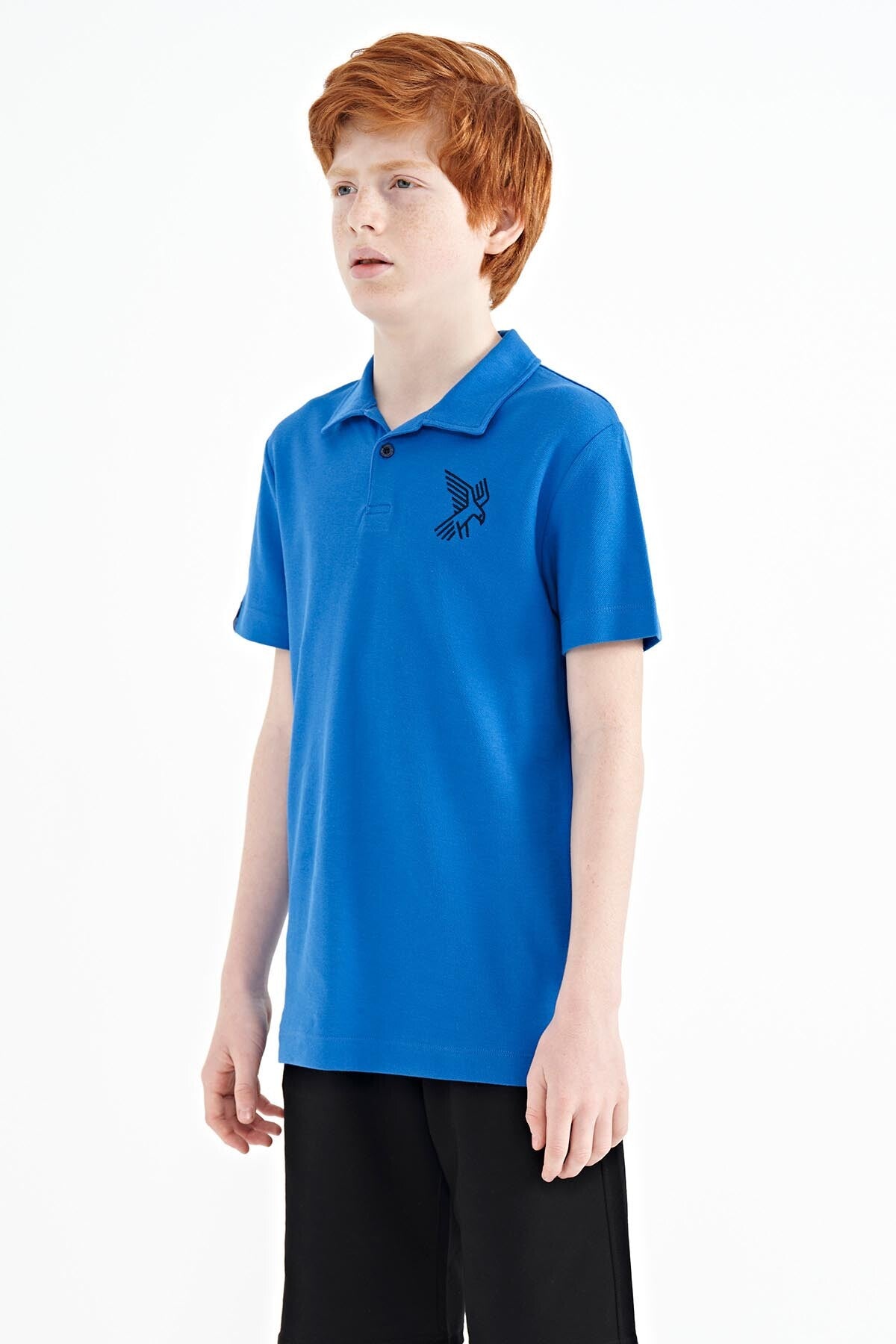 Minimal Embroidered Detailed Standard Fit Polo Collar Boys T-Shirt - 11084