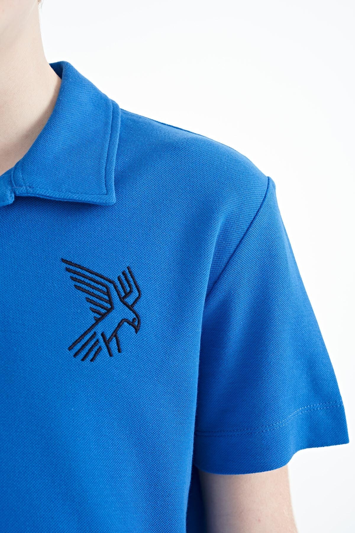Minimal Embroidered Detailed Standard Fit Polo Collar Boys T-Shirt - 11084