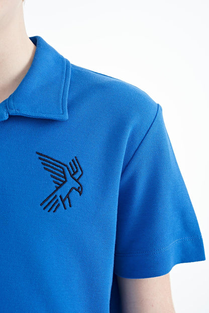 Minimal Embroidered Detailed Standard Fit Polo Collar Boys T-Shirt - 11084