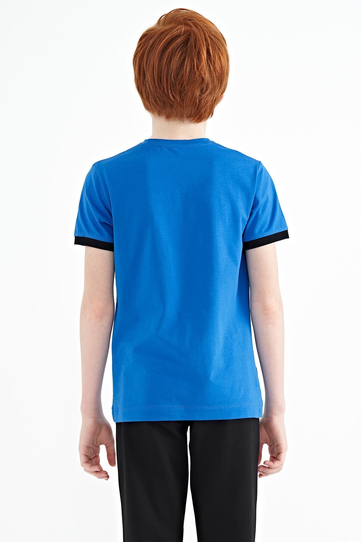 Minimal Print Lettering Standard Fit O Collar Boys' T-Shirt - 11132