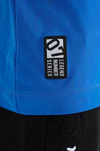 Minimal Print Lettering Standard Fit O Collar Boys' T-Shirt - 11132