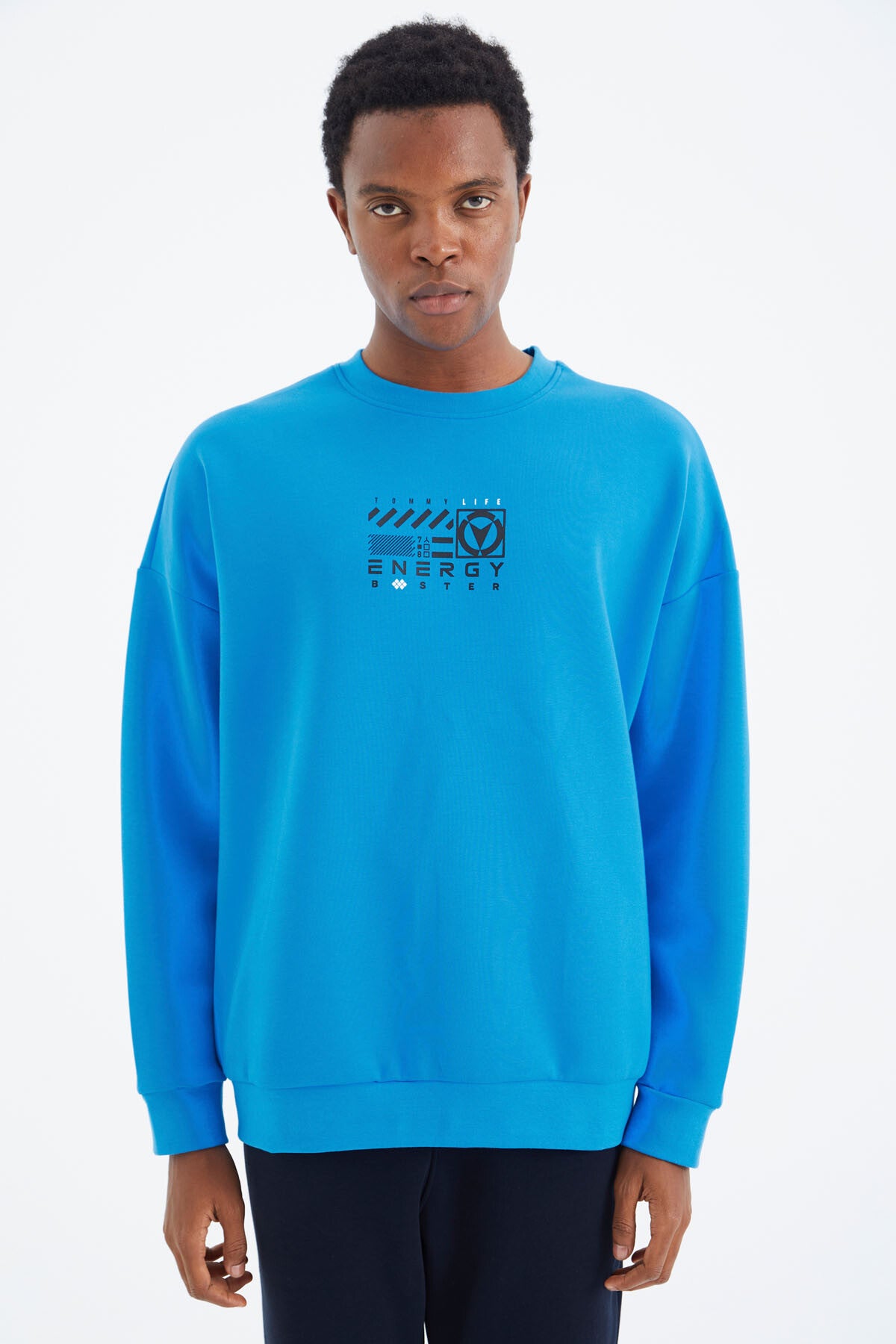 Saks O Collar Print Detailed Relax Fit Men's Sweatshirt - 88284