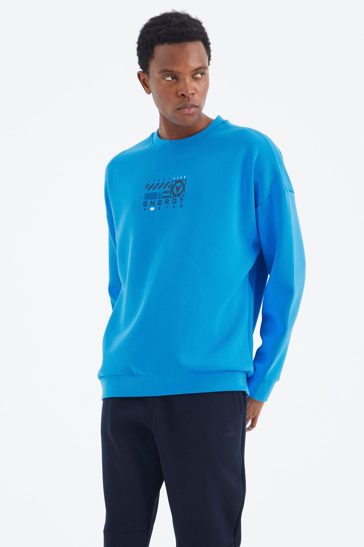 Saks O Collar Print Detailed Relax Fit Men's Sweatshirt - 88284