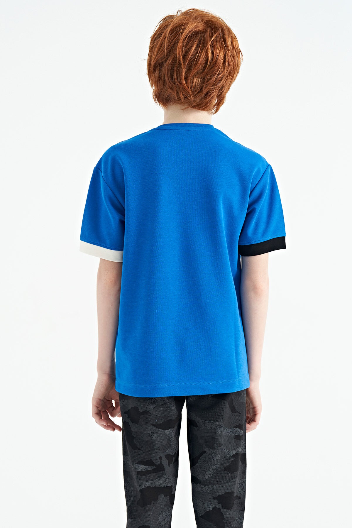 Saks O Collar Oversize Print Detailed Boys' T-Shirt - 11152
